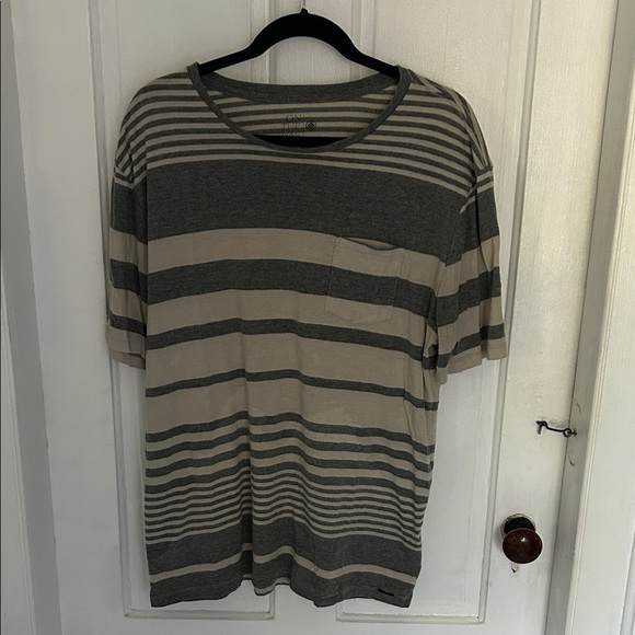 On the Byas Gray and Cream Striped Tee - Picture 1 of 3